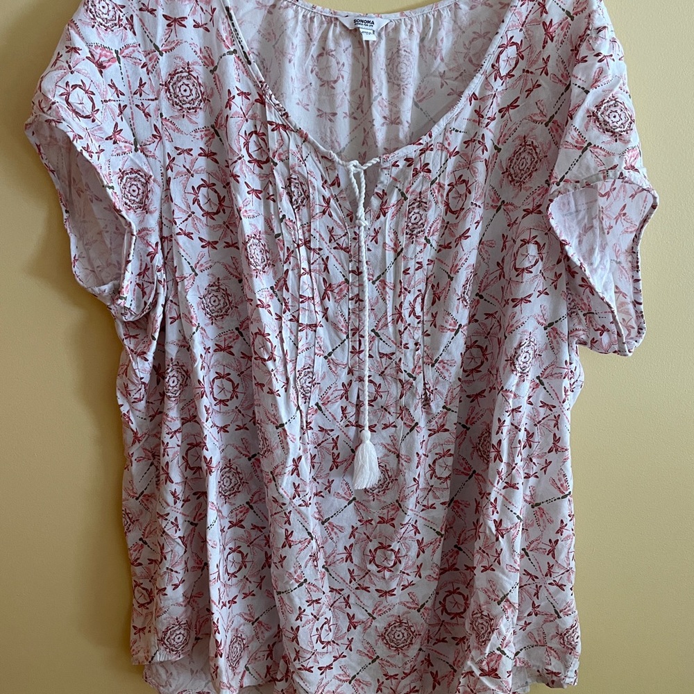 Sonoma pink dragonfly short sleeve shirt Sz 2X
